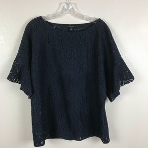 Banana Republic L Navy Lace Blouse